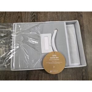 Pottery Barn Teen Solid Canvas Bin With Trim Medium Gray NEW IN BAG